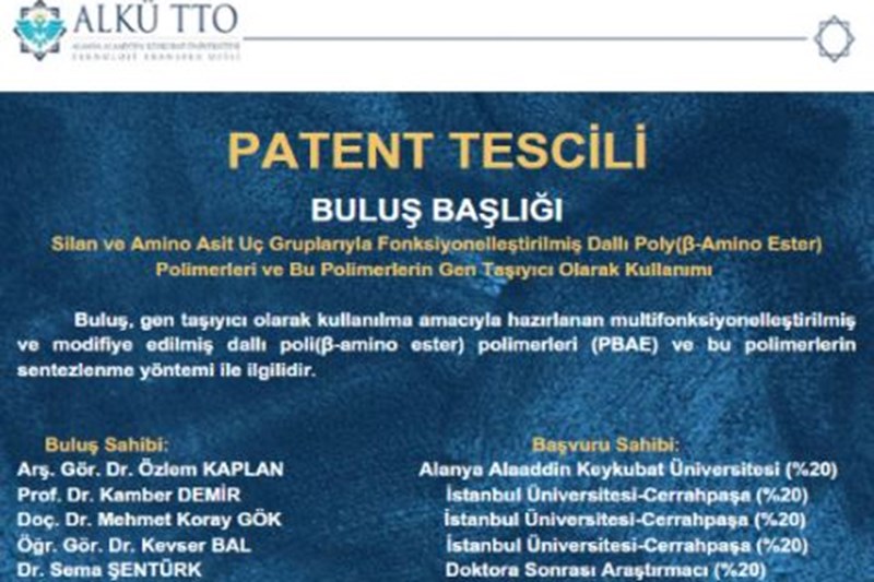 ALKÜ'YE PATENT TESCİLİ! ALKÜ'YE PATENT TESCİLİ!